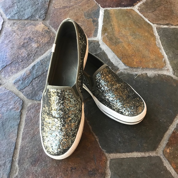 Keds Shoes - Keds x Kate Spade 9 green glitter slip sneakers